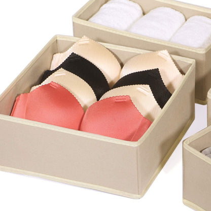 6 Pack Foldable Cloth Storage Box Closet Dresser Drawer Organizer Fabric Baskets Bins Containers Divider with Drawers for Clothes, Underwear, Bras, Socks, Lingerie, Clothing