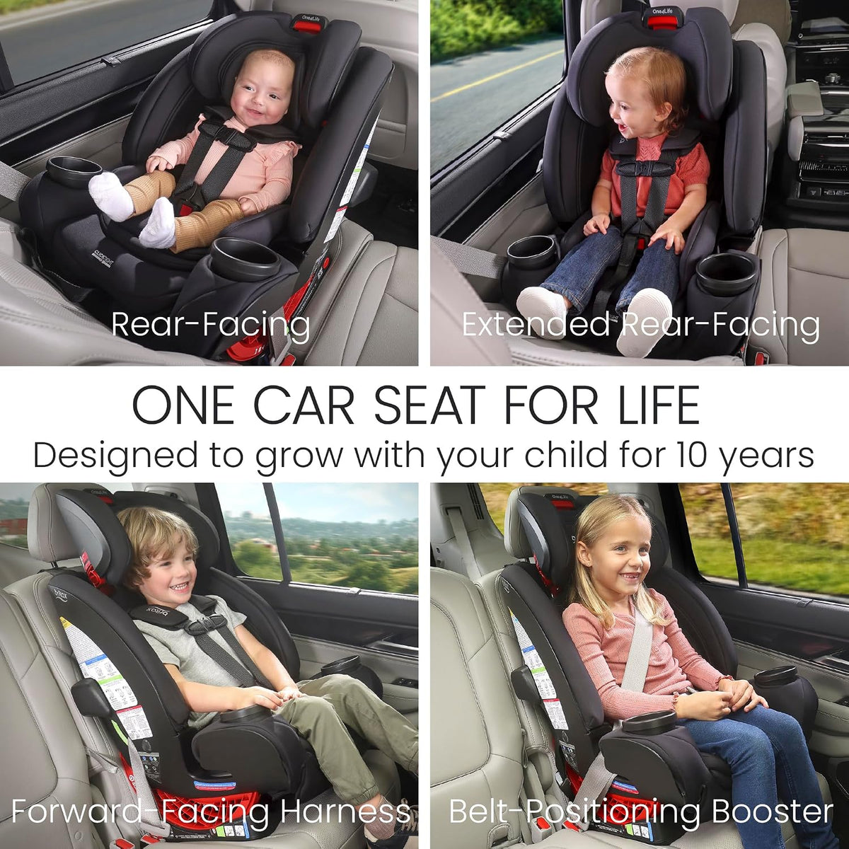 One4Life All in One Car Seat, Up to 10 Years of Use — Teak