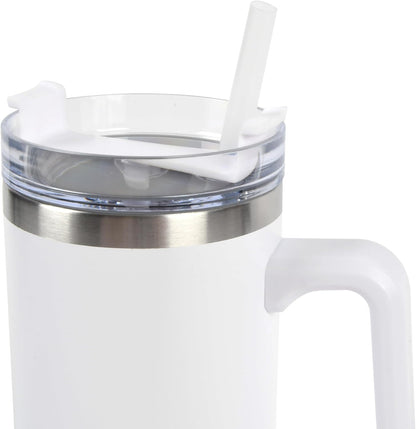 Envie 30 oz Tumbler Mug with Lid and Straw, Reusable Insulated Stainless Steel Tumbler with Handle for Iced & Hot Beverages, Blush Pink