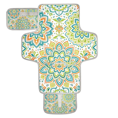 Green Mandala Design Portable Diaper Changing Pad Nursery