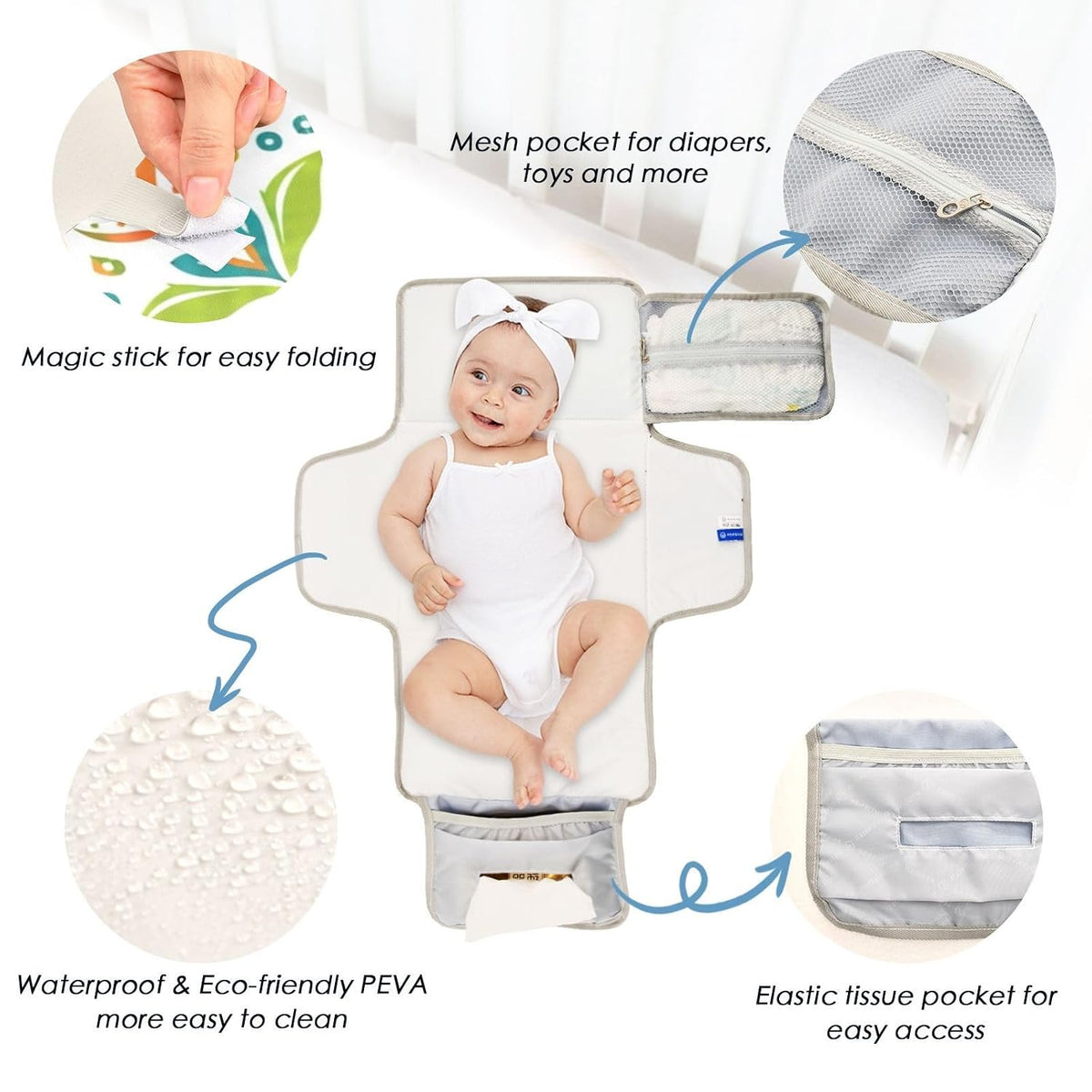 Green Mandala Design Portable Diaper Changing Pad Nursery
