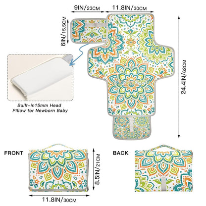Green Mandala Design Portable Diaper Changing Pad Nursery