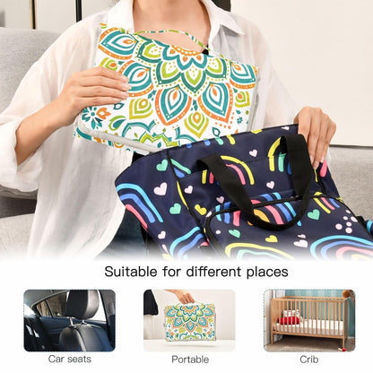 Green Mandala Design Portable Diaper Changing Pad Nursery