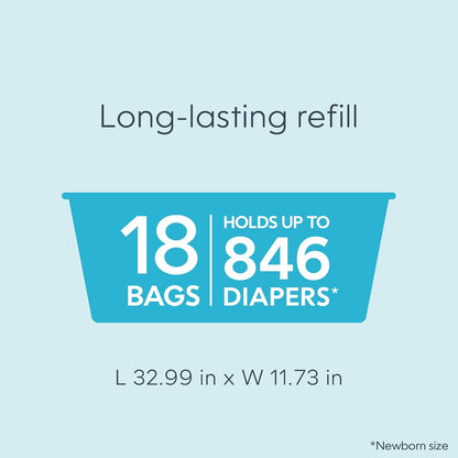 Easy Roll Refill | 30 Bags Per Refill | Holds Up to 1410 Newborn Diapers | Odor Control | Diaper Pail Refill Bags | Fits Signature & Platinum Pails
