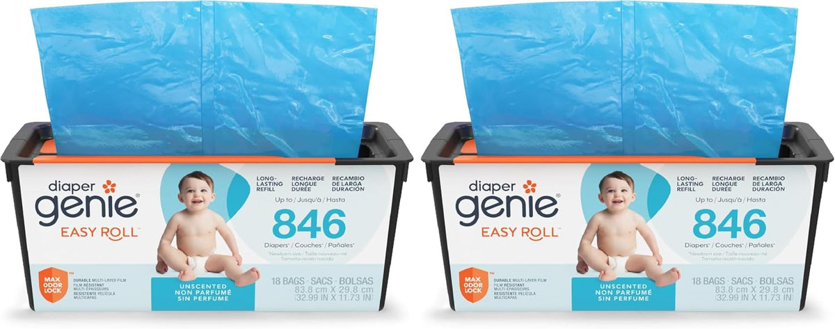 Easy Roll Refill | 30 Bags Per Refill | Holds Up to 1410 Newborn Diapers | Odor Control | Diaper Pail Refill Bags | Fits Signature & Platinum Pails