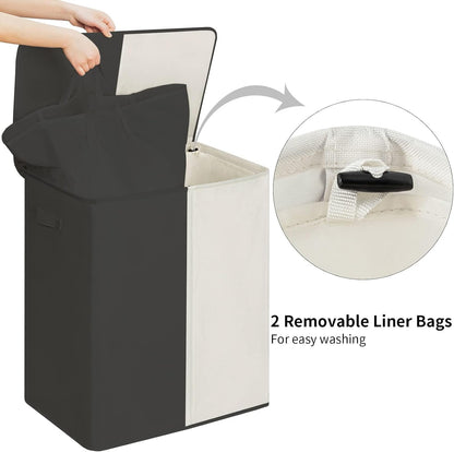 Double Laundry Hamper with Lid, 154L Large Laundry Basket Organizer