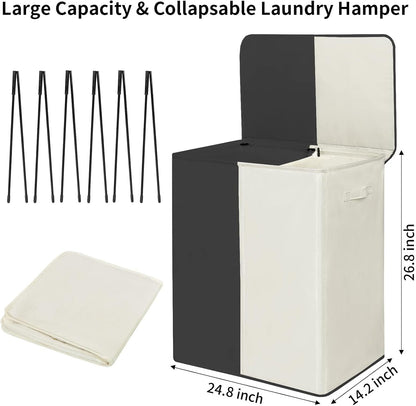 Double Laundry Hamper with Lid, 154L Large Laundry Basket Organizer