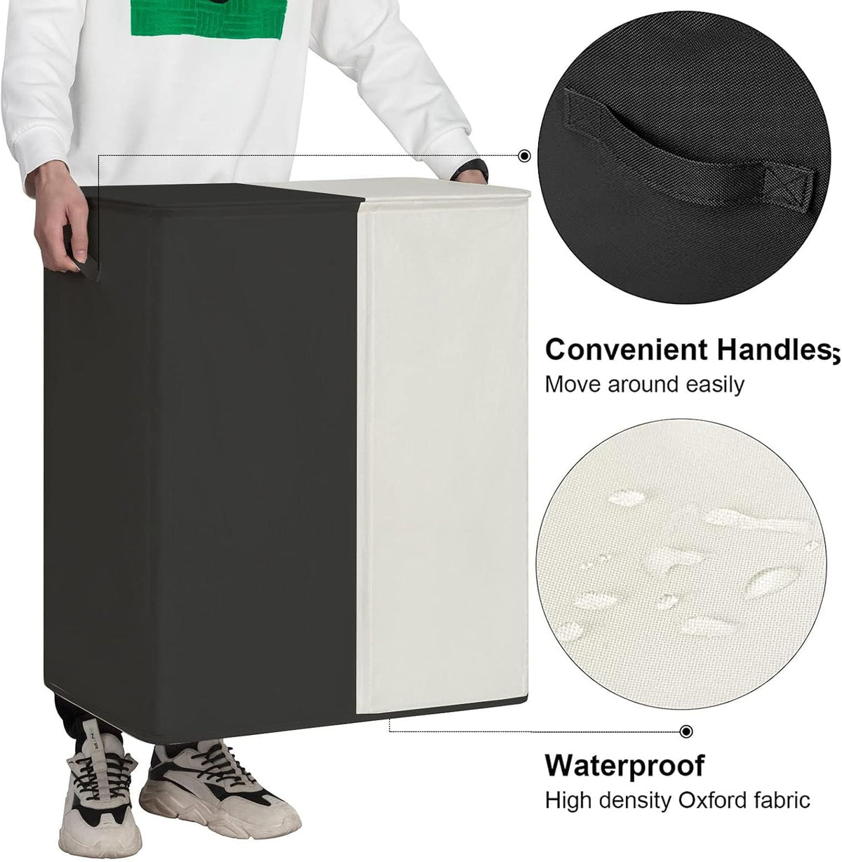 Double Laundry Hamper with Lid, 154L Large Laundry Basket Organizer