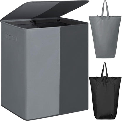 Double Laundry Hamper with Lid, 154L Large Laundry Basket Organizer