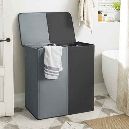 Double Laundry Hamper with Lid, 154L Large Laundry Basket Organizer