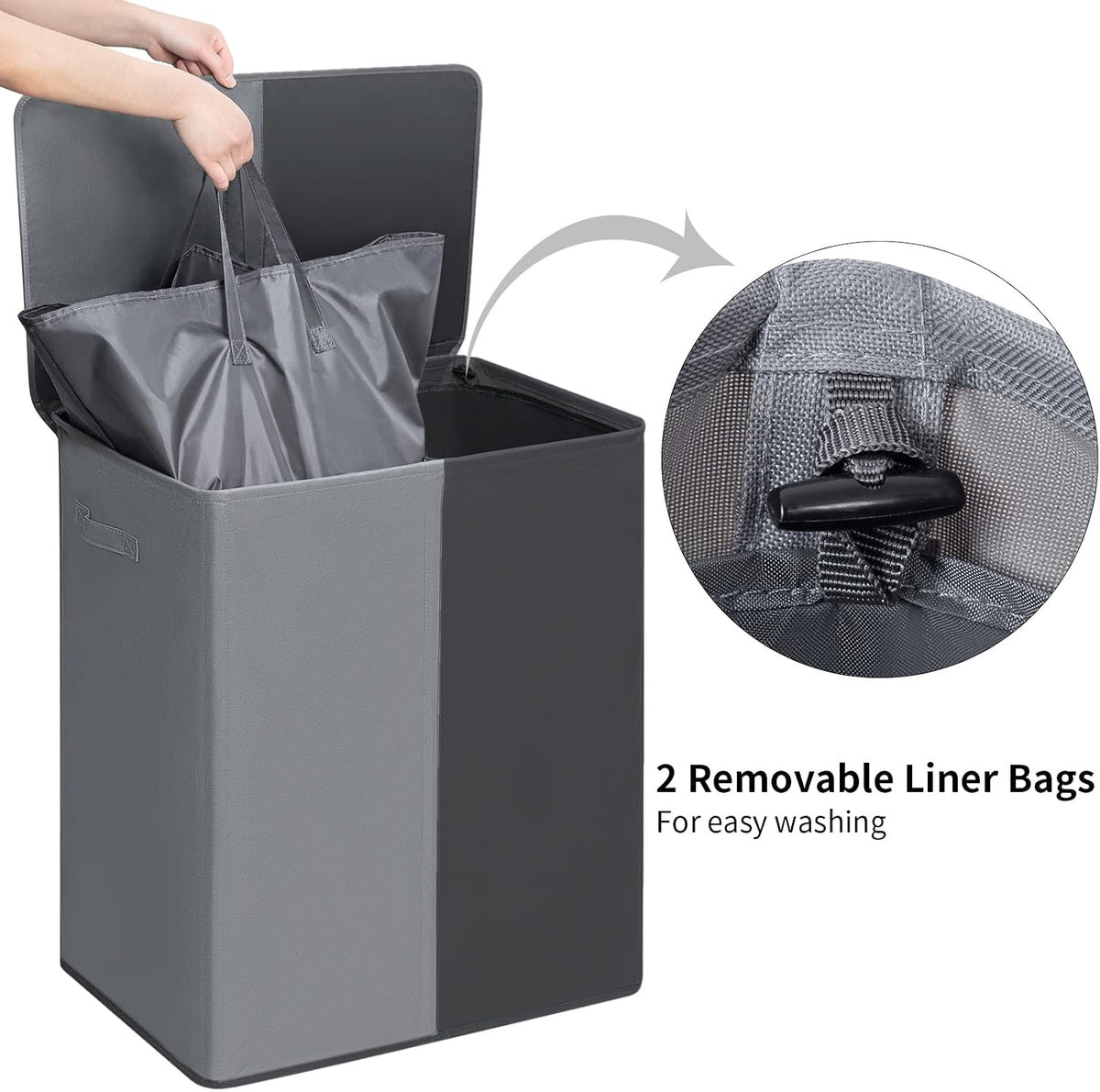 Double Laundry Hamper with Lid, 154L Large Laundry Basket Organizer
