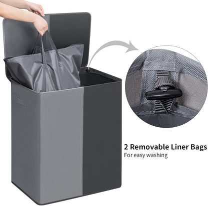 Double Laundry Hamper with Lid, 154L Large Laundry Basket Organizer