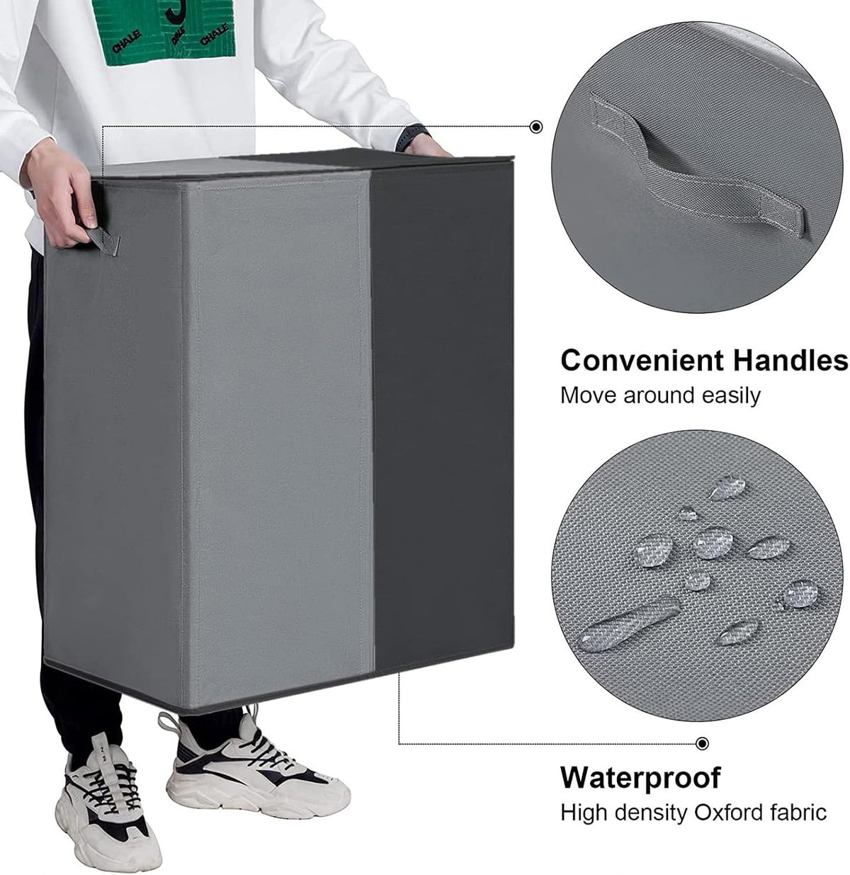 Double Laundry Hamper with Lid, 154L Large Laundry Basket Organizer