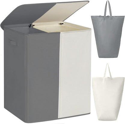 Double Laundry Hamper with Lid, 154L Large Laundry Basket Organizer