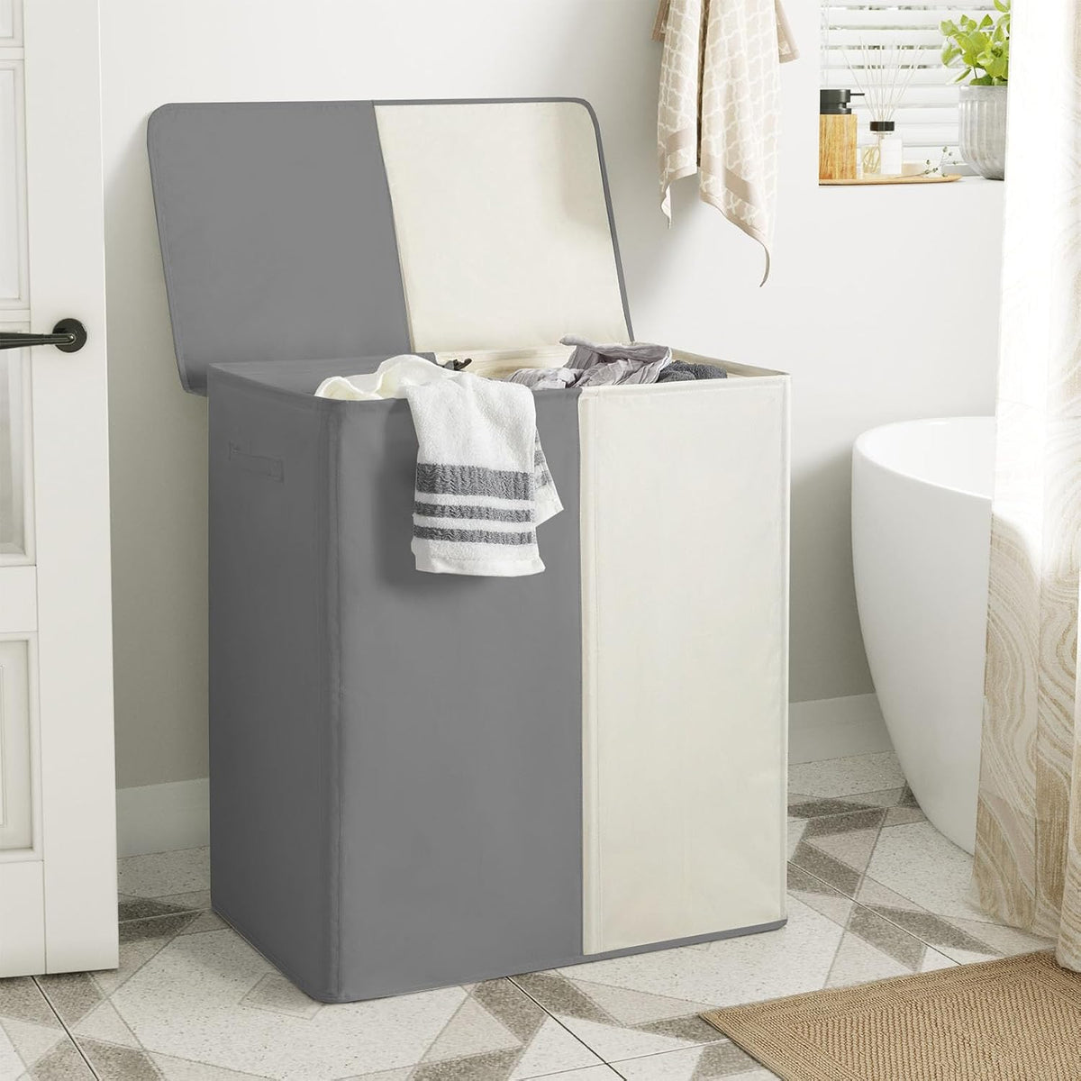 Double Laundry Hamper with Lid, 154L Large Laundry Basket Organizer