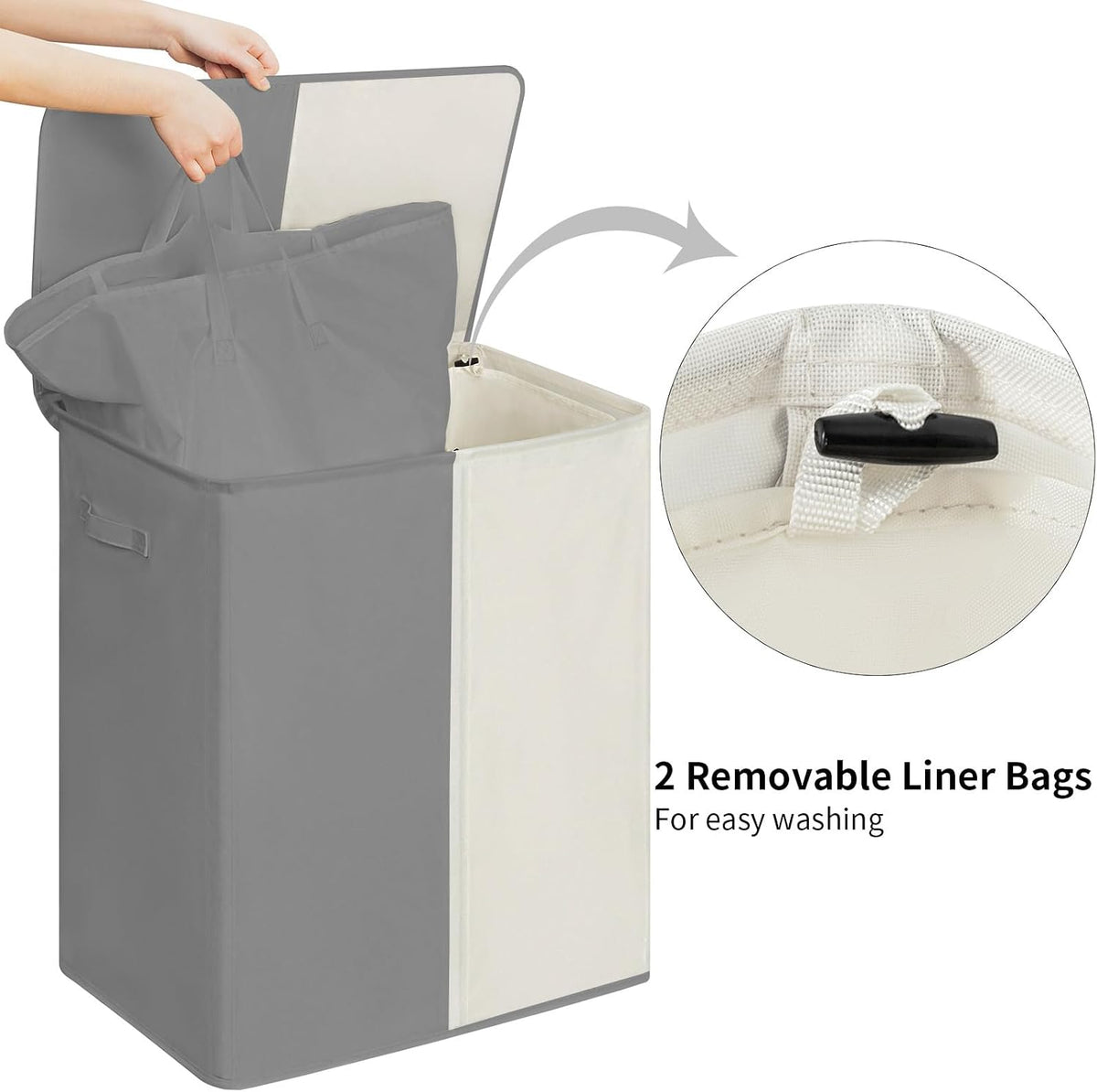 Double Laundry Hamper with Lid, 154L Large Laundry Basket Organizer