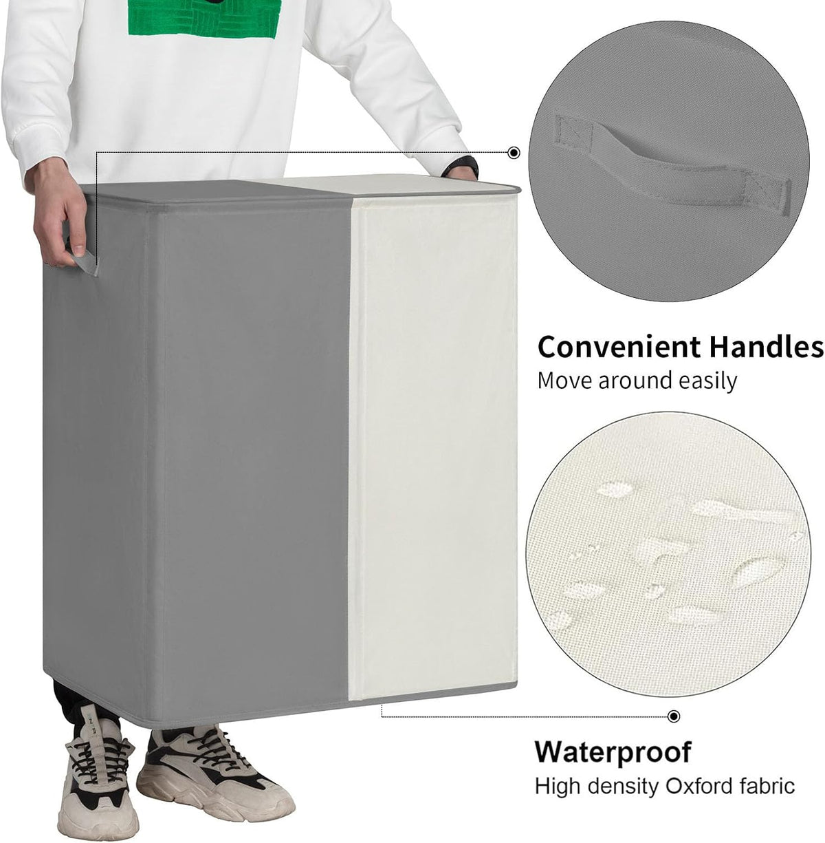 Double Laundry Hamper with Lid, 154L Large Laundry Basket Organizer