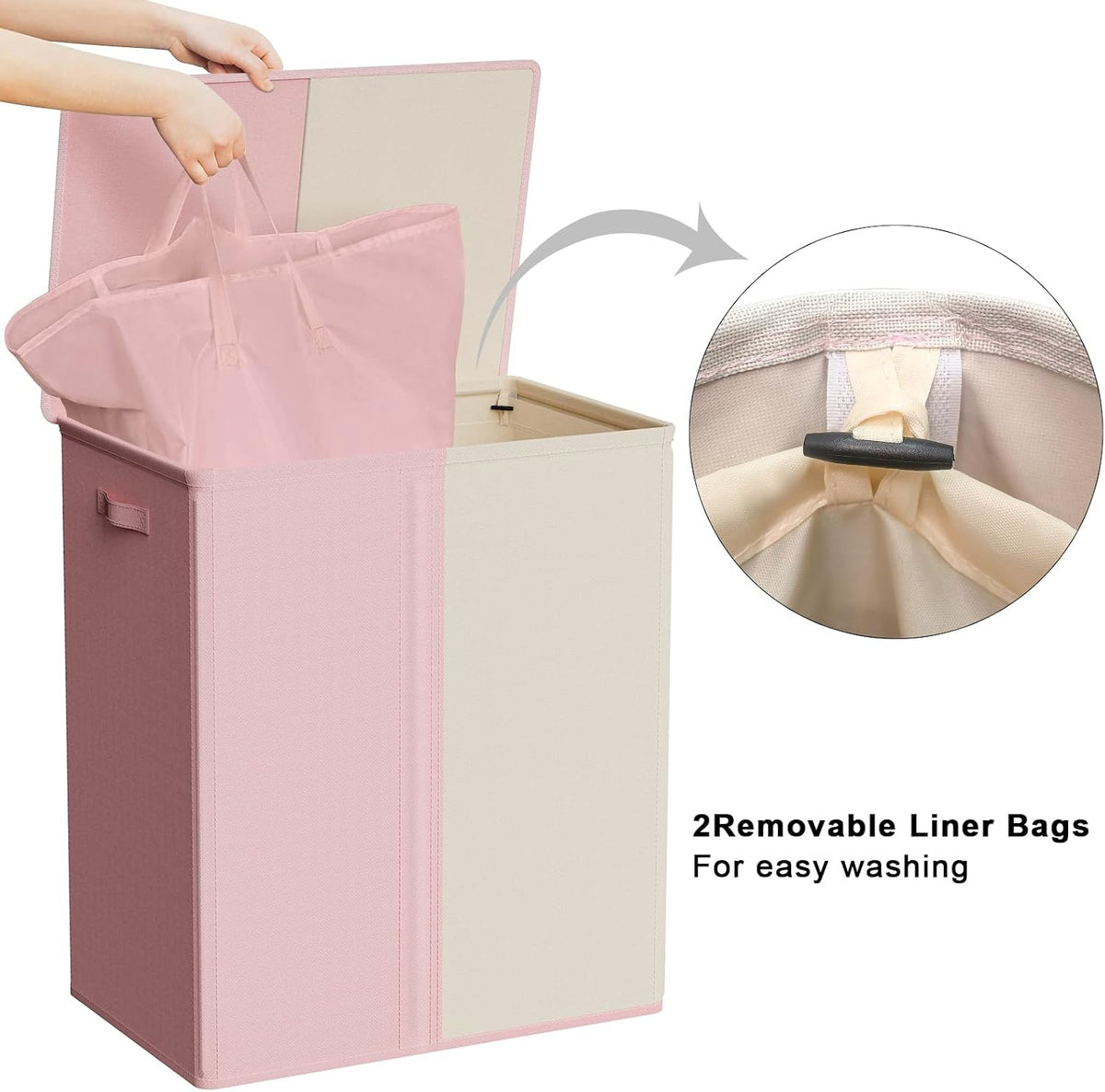 Double Laundry Hamper with Lid, 154L Large Laundry Basket Organizer