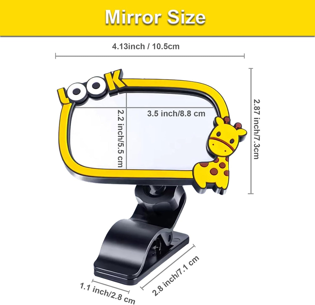 Universal Car Interior Rearview Baby Mirror Wide Angle Convex Mirror Clip-on mirrors for Viewing Rear Passengers