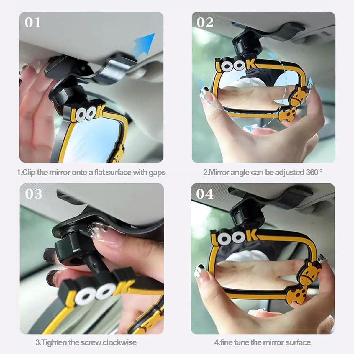 Universal Car Interior Rearview Baby Mirror Wide Angle Convex Mirror Clip-on mirrors for Viewing Rear Passengers