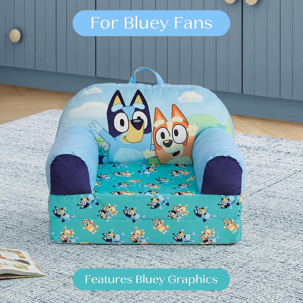 Cars Cozee Buddy Flip-Out Kids Chair, Blue