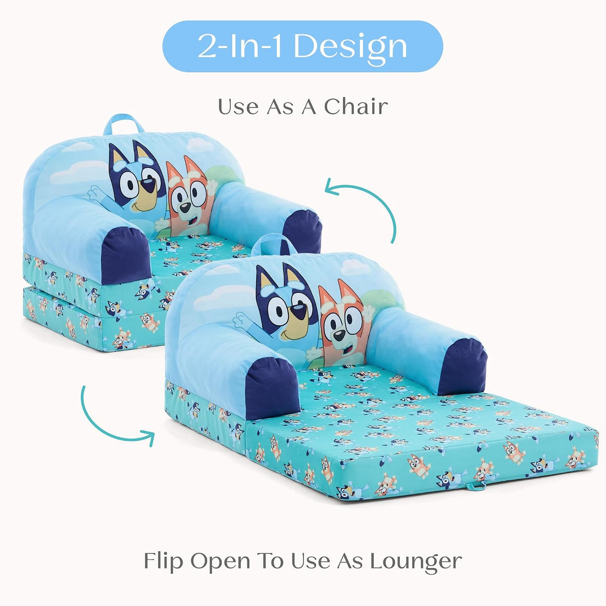 Cars Cozee Buddy Flip-Out Kids Chair, Blue