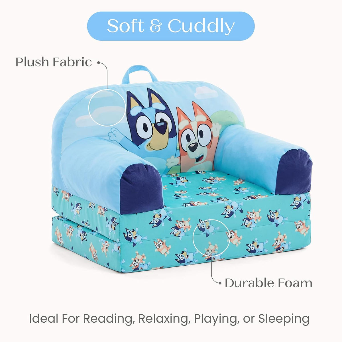 Cars Cozee Buddy Flip-Out Kids Chair, Blue