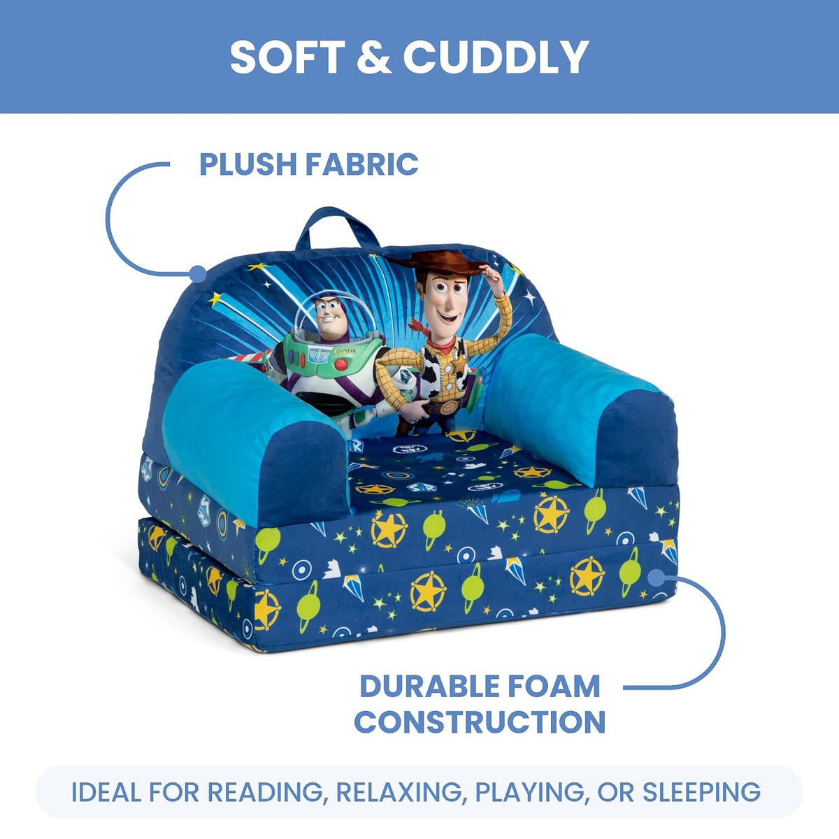 Cars Cozee Buddy Flip-Out Kids Chair, Blue