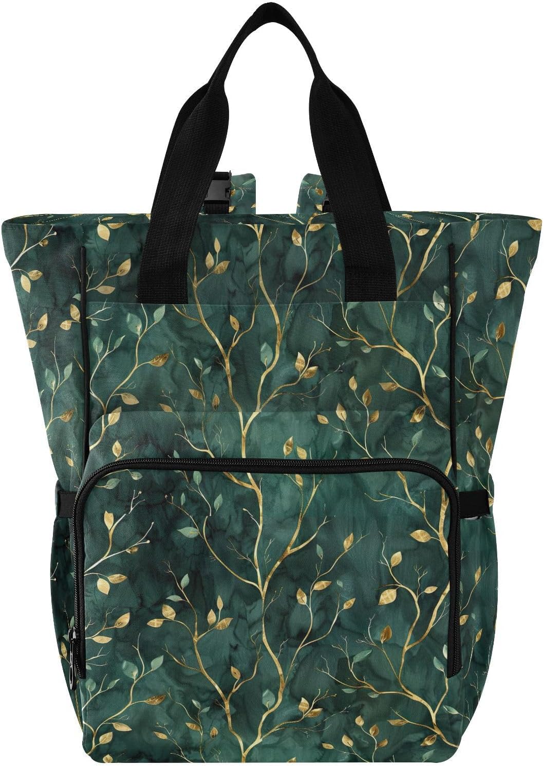 Diaper Bag Backpack, Multifunction Travel Bag for Moms Dads, Baby Changing Bag with Insulted Pockets, Stroller Straps and Side Bottle Pockets Green Texture