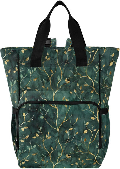 Diaper Bag Backpack, Multifunction Travel Bag for Moms Dads, Baby Changing Bag with Insulted Pockets, Stroller Straps and Side Bottle Pockets Green Texture