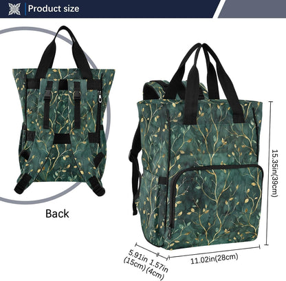 Diaper Bag Backpack, Multifunction Travel Bag for Moms Dads, Baby Changing Bag with Insulted Pockets, Stroller Straps and Side Bottle Pockets Green Texture