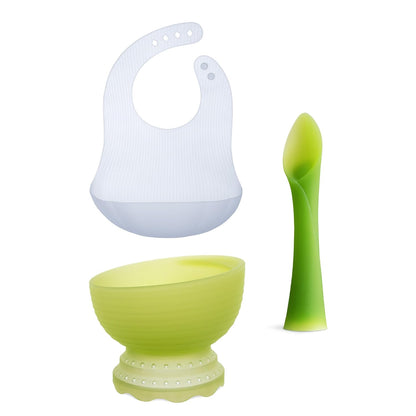 Advanced Feeding Set Fold N Go Silicone Baby Bib w Travel Case (Blueberry)
