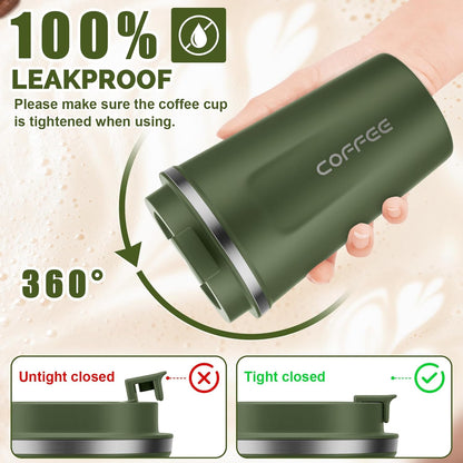 CS COSDDI 12 oz Coffee mug - Stainless Steel Coffee Cup with Leakproof Lid | Stainless Steel Double-wall insulation, 6-Hour Heat Retention, 360°Leak proof, BPA-free, Reusable And To Go Coffee Mug