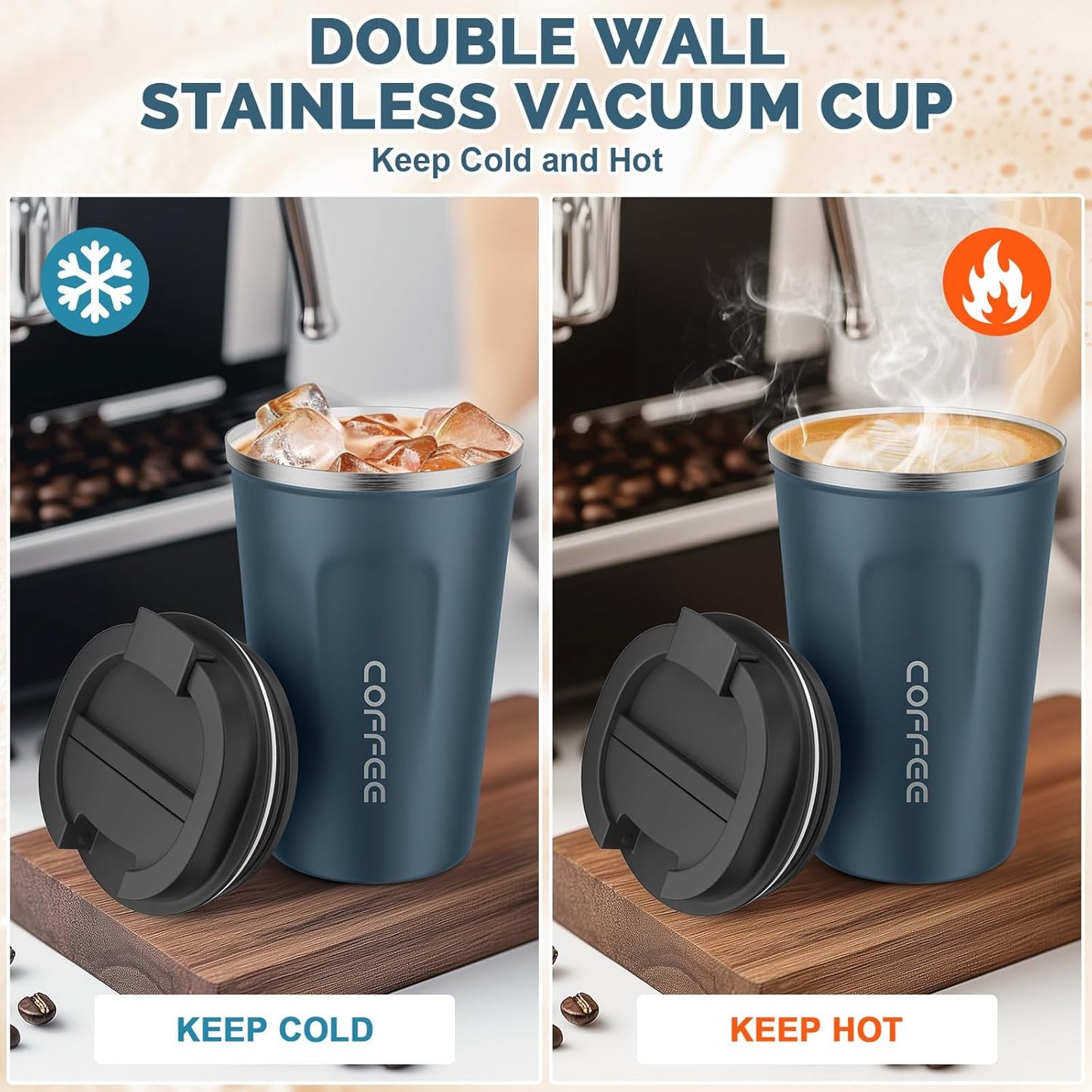 CS COSDDI 12 oz Coffee mug - Stainless Steel Coffee Cup with Leakproof Lid | Stainless Steel Double-wall insulation, 6-Hour Heat Retention, 360°Leak proof, BPA-free, Reusable And To Go Coffee Mug