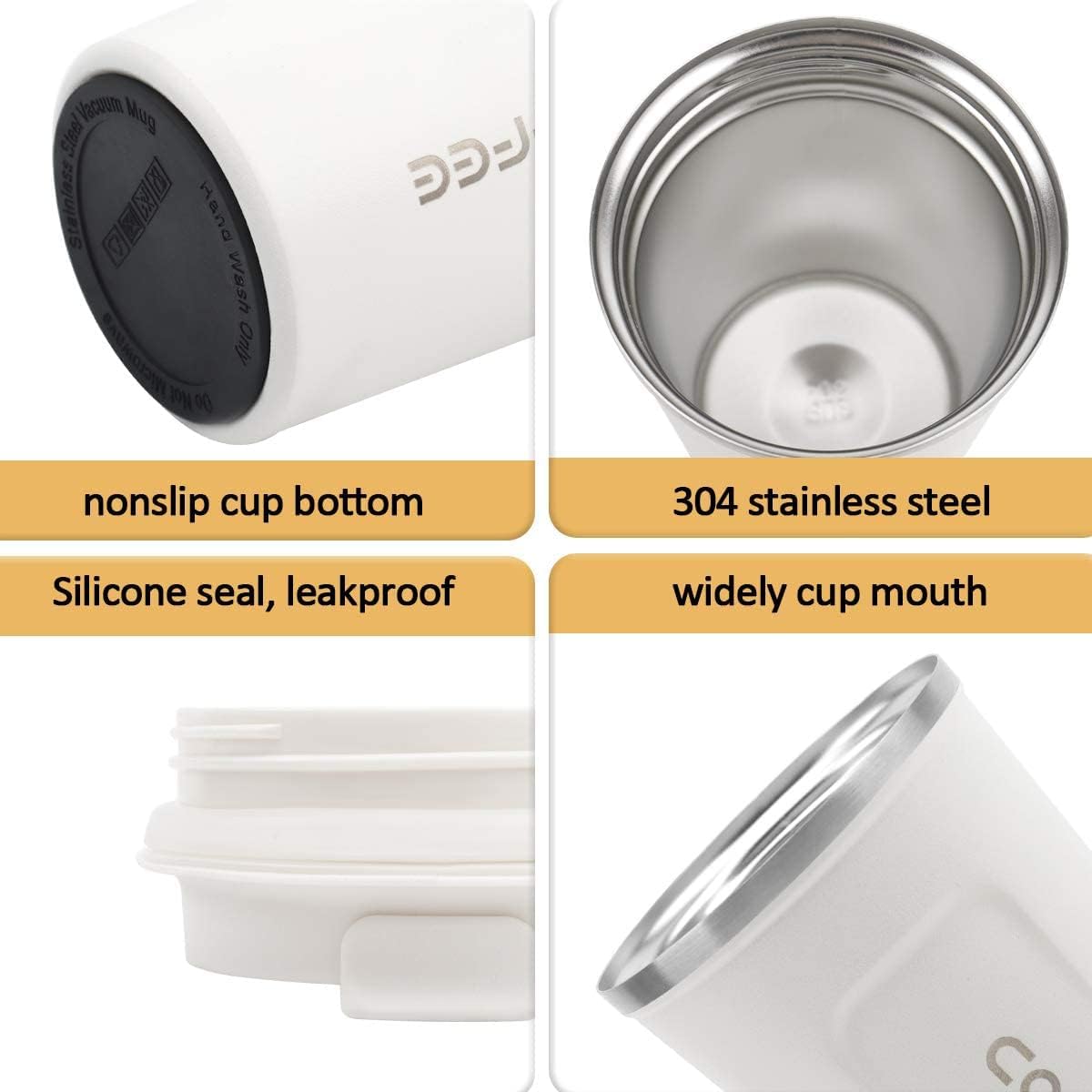 CS COSDDI 12 oz Coffee mug - Stainless Steel Coffee Cup with Leakproof Lid | Stainless Steel Double-wall insulation, 6-Hour Heat Retention, 360°Leak proof, BPA-free, Reusable And To Go Coffee Mug