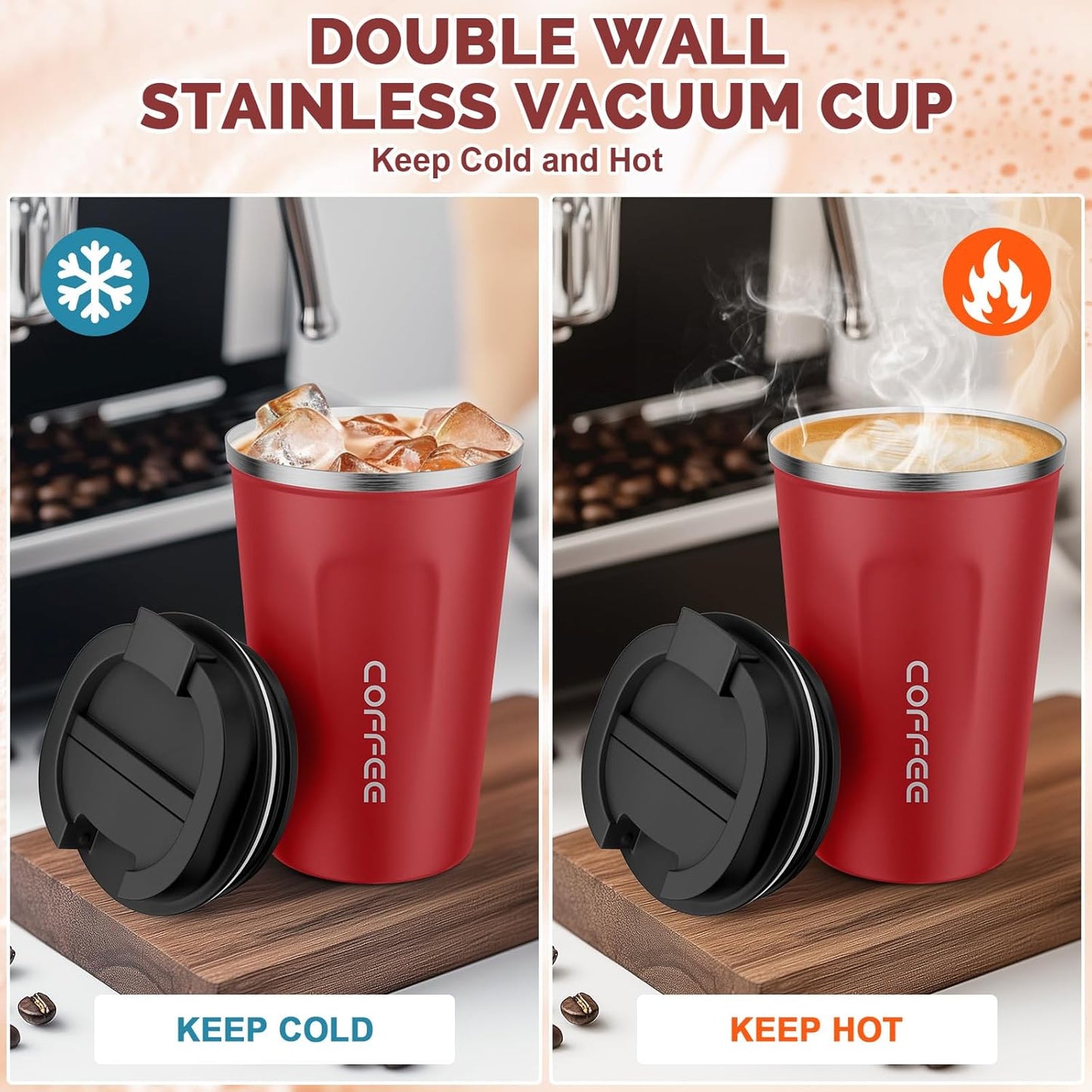 CS COSDDI 12 oz Coffee mug - Stainless Steel Coffee Cup with Leakproof Lid | Stainless Steel Double-wall insulation, 6-Hour Heat Retention, 360°Leak proof, BPA-free, Reusable And To Go Coffee Mug