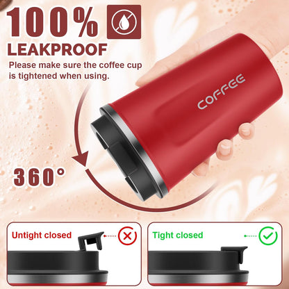CS COSDDI 12 oz Coffee mug - Stainless Steel Coffee Cup with Leakproof Lid | Stainless Steel Double-wall insulation, 6-Hour Heat Retention, 360°Leak proof, BPA-free, Reusable And To Go Coffee Mug