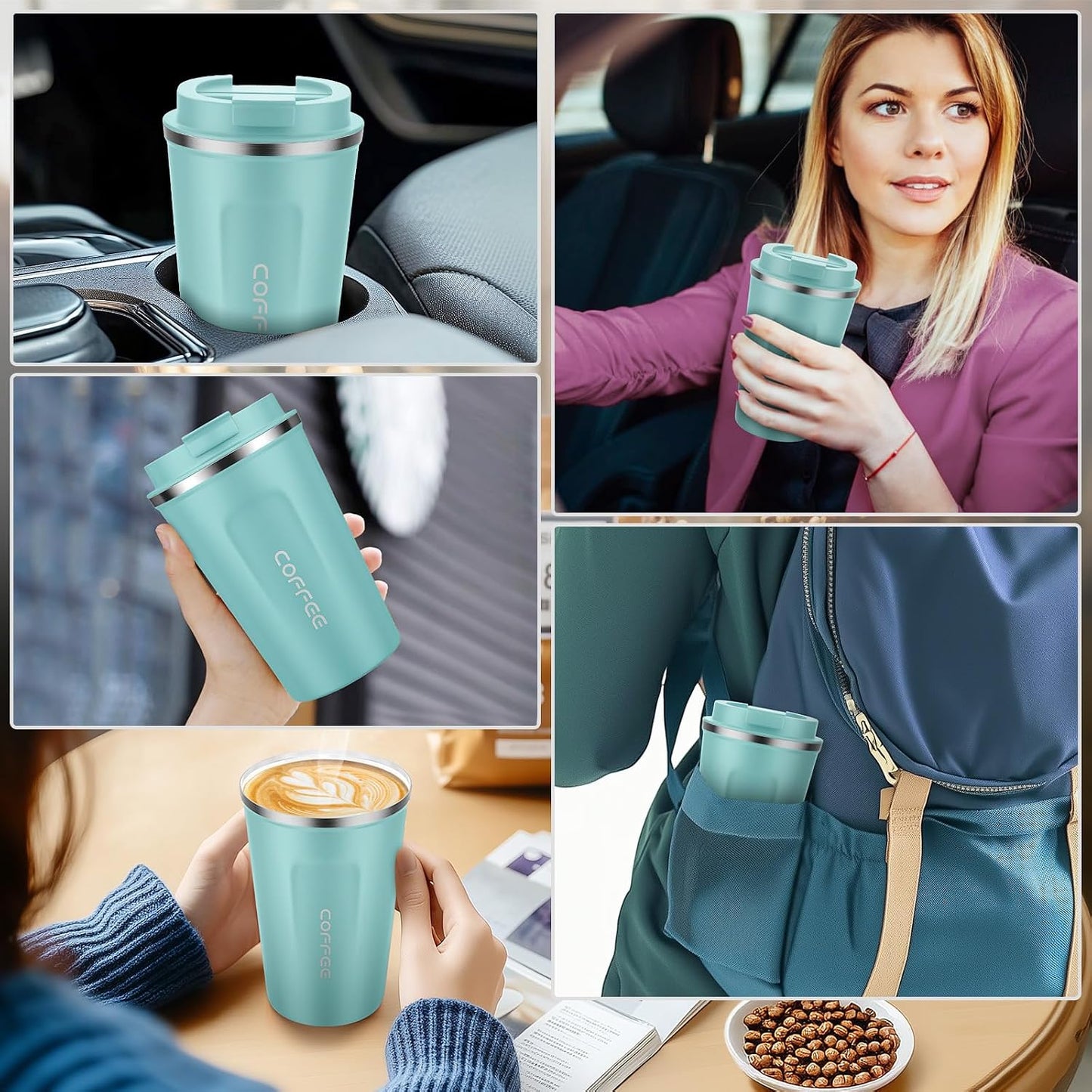 CS COSDDI 12 oz Coffee mug - Stainless Steel Coffee Cup with Leakproof Lid | Stainless Steel Double-wall insulation, 6-Hour Heat Retention, 360°Leak proof, BPA-free, Reusable And To Go Coffee Mug