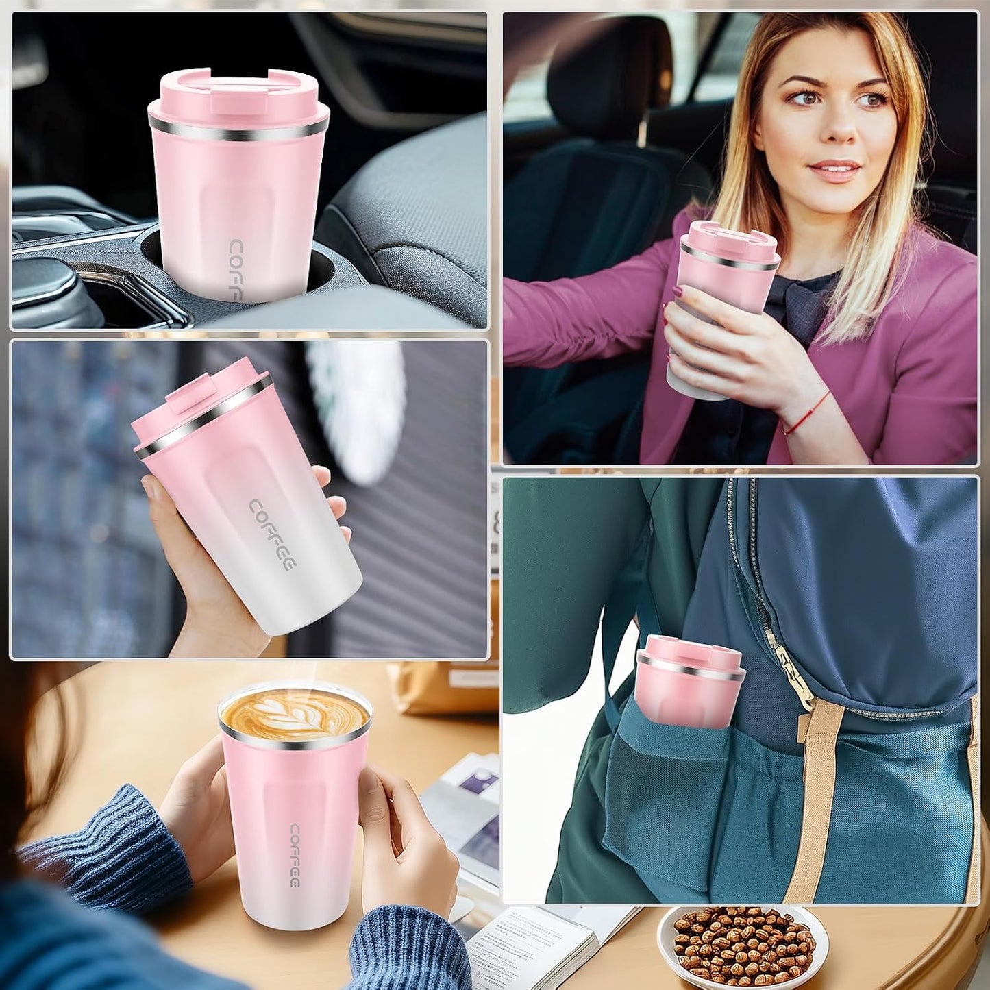 CS COSDDI 12 oz Coffee mug - Stainless Steel Coffee Cup with Leakproof Lid | Stainless Steel Double-wall insulation, 6-Hour Heat Retention, 360°Leak proof, BPA-free, Reusable And To Go Coffee Mug