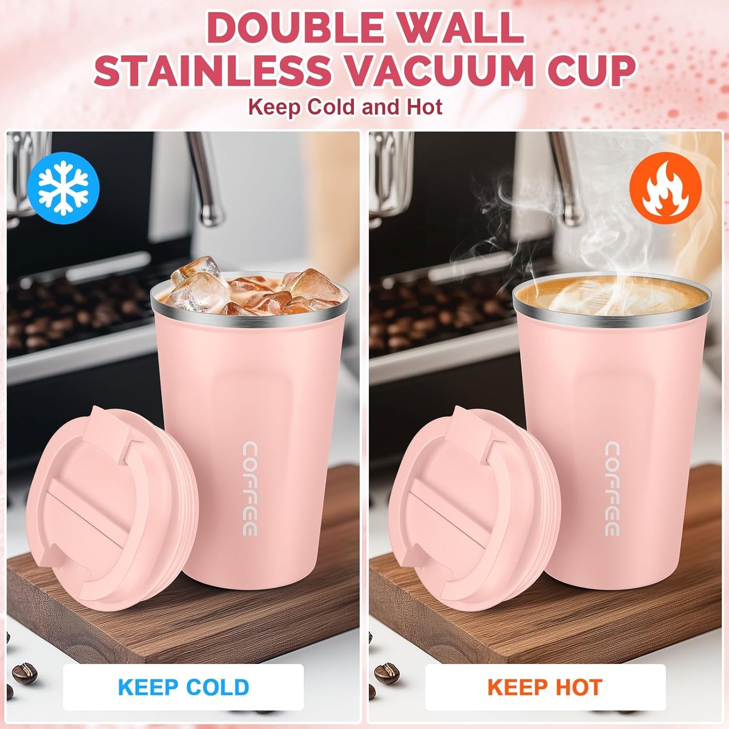 CS COSDDI 12 oz Coffee mug - Stainless Steel Coffee Cup with Leakproof Lid | Stainless Steel Double-wall insulation, 6-Hour Heat Retention, 360°Leak proof, BPA-free, Reusable And To Go Coffee Mug