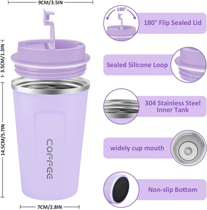 CS COSDDI 12 oz Coffee mug - Stainless Steel Coffee Cup with Leakproof Lid | Stainless Steel Double-wall insulation, 6-Hour Heat Retention, 360°Leak proof, BPA-free, Reusable And To Go Coffee Mug