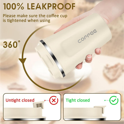 CS COSDDI 12 oz Coffee mug - Stainless Steel Coffee Cup with Leakproof Lid | Stainless Steel Double-wall insulation, 6-Hour Heat Retention, 360°Leak proof, BPA-free, Reusable And To Go Coffee Mug