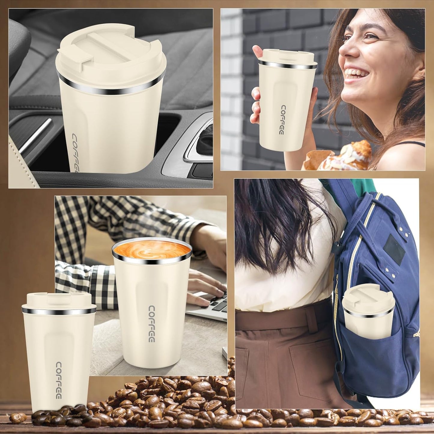 CS COSDDI 12 oz Coffee mug - Stainless Steel Coffee Cup with Leakproof Lid | Stainless Steel Double-wall insulation, 6-Hour Heat Retention, 360°Leak proof, BPA-free, Reusable And To Go Coffee Mug
