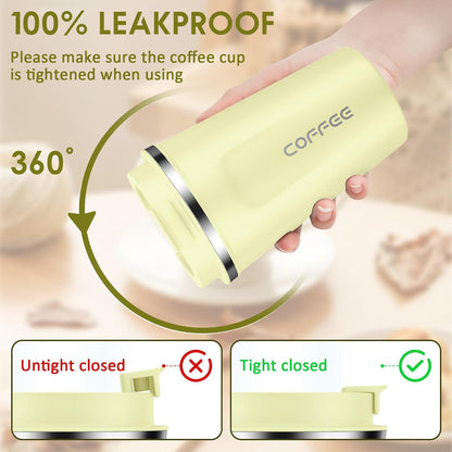 CS COSDDI 12 oz Coffee mug - Stainless Steel Coffee Cup with Leakproof Lid | Stainless Steel Double-wall insulation, 6-Hour Heat Retention, 360°Leak proof, BPA-free, Reusable And To Go Coffee Mug
