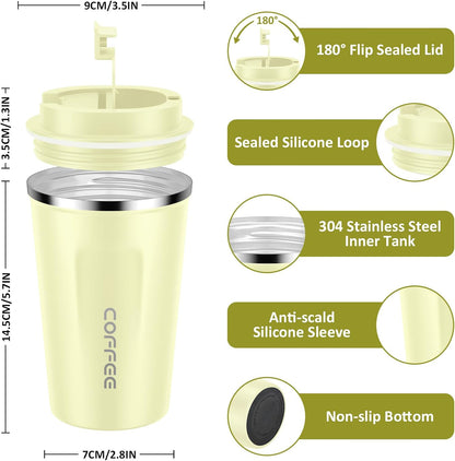 CS COSDDI 12 oz Coffee mug - Stainless Steel Coffee Cup with Leakproof Lid | Stainless Steel Double-wall insulation, 6-Hour Heat Retention, 360°Leak proof, BPA-free, Reusable And To Go Coffee Mug