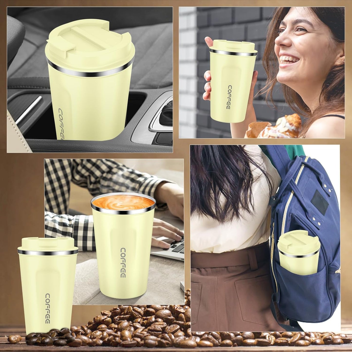 CS COSDDI 12 oz Coffee mug - Stainless Steel Coffee Cup with Leakproof Lid | Stainless Steel Double-wall insulation, 6-Hour Heat Retention, 360°Leak proof, BPA-free, Reusable And To Go Coffee Mug
