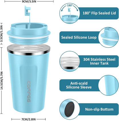 CS COSDDI 12 oz Coffee mug - Stainless Steel Coffee Cup with Leakproof Lid | Stainless Steel Double-wall insulation, 6-Hour Heat Retention, 360°Leak proof, BPA-free, Reusable And To Go Coffee Mug