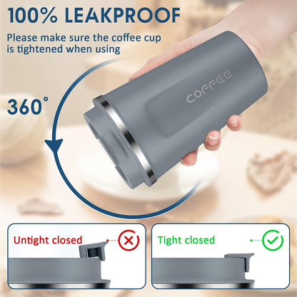 CS COSDDI 12 oz Coffee mug - Stainless Steel Coffee Cup with Leakproof Lid | Stainless Steel Double-wall insulation, 6-Hour Heat Retention, 360°Leak proof, BPA-free, Reusable And To Go Coffee Mug