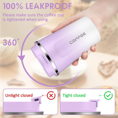 CS COSDDI 12 oz Coffee mug - Stainless Steel Coffee Cup with Leakproof Lid | Stainless Steel Double-wall insulation, 6-Hour Heat Retention, 360°Leak proof, BPA-free, Reusable And To Go Coffee Mug