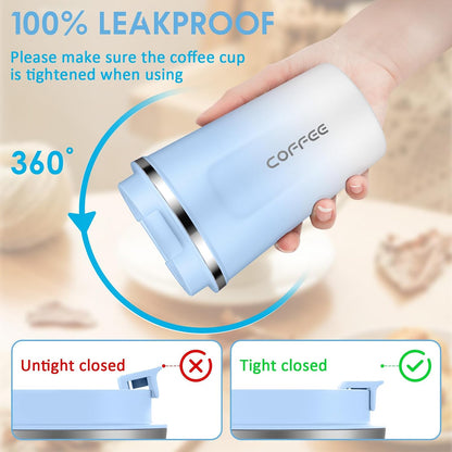 CS COSDDI 12 oz Coffee mug - Stainless Steel Coffee Cup with Leakproof Lid | Stainless Steel Double-wall insulation, 6-Hour Heat Retention, 360°Leak proof, BPA-free, Reusable And To Go Coffee Mug